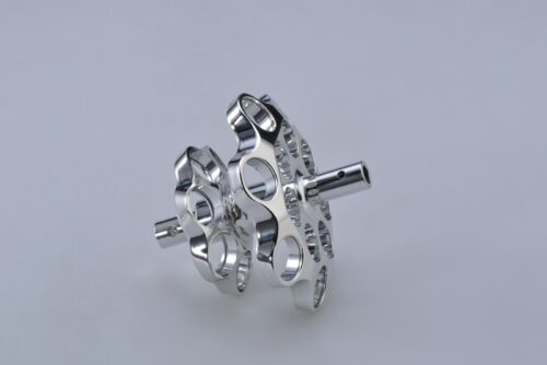 silver and black round accessory